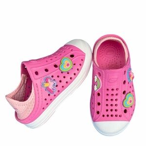 Skechers Foamies Kids Pink Unicorn Clogs Slip-On Lightweight Confort Shoes